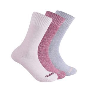 Timberland Cushioned Boot Socks Cream Maroon Gray Marled Knit 6.5 - 9.5